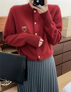 新款学院风小香风毛衣开衫外套女短款宽松韩版百搭针织衫图片