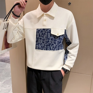 卫衣男2024春秋新款百搭潮流翻领POLO衫宽松休闲长袖上衣WY03-P68图片