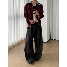 老钱风miu系格纹双层领假两件夹克外套W1771/特P70，男装夹克，电商B350