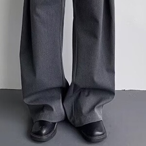 男士灰色西装裤子男春季直筒宽松2025新款垂坠感阔腿裤休闲裤长裤图片