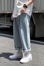 春夏宽松哈伦直筒潮牌九分束脚牛仔裤男垂直工装男士裤子B，男装牛仔裤，星座1008