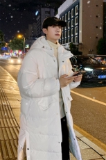 90%鸭绒长款羽绒服D5566-TP245348长款休闲连帽保暖羽绒服，男装羽绒服，电商A102