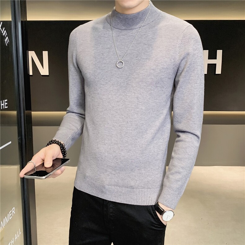 12色纯色毛衣打底衫男秋冬内搭半高领修身针织衫M602特p35，男装针织衫/毛衣，电商D303