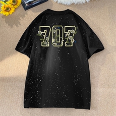 可48小时发货支持抖音得物来样二开美式满天星亮片短袖T恤MTX638，男装T恤，电商A486