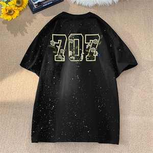 可48小时发货支持抖音得物来样二开 美式满天星亮片短袖T恤MTX638图片