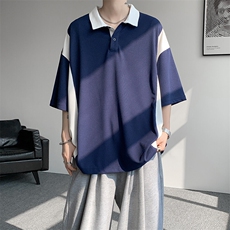 8XL-M拼接撞色短袖t恤男款夏季新款半袖POLO衫加肥加大码DT004P38，男装T恤，电商B312