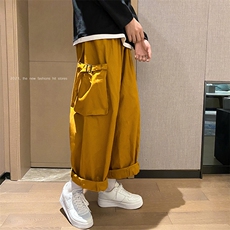 高街宽松ins休闲百搭老爹裤九分大口袋工装裤阔腿现货K340-P30，男装休闲裤，星座512-2
