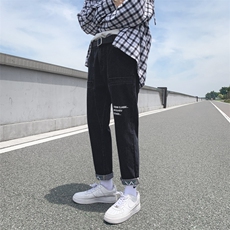 秋季直筒牛仔裤男士潮牌休闲宽松九分韩版百搭长裤子7117，男装牛仔裤，电商A318