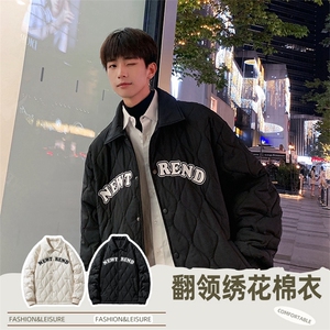夹克棉衣男潮牌冬翻领字母痞帅棒球服外套大码棉服M0781-P95图片