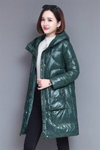 时尚新款连帽中长款修身棉服 显瘦保暖女士外套图片