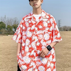 C501P26衬衫男短袖夏季痞帅夏威夷海边三亚度假宽松沙滩衬，男装T恤，星座512-6