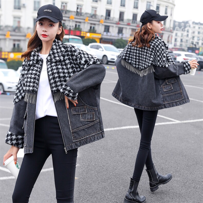 2021秋冬个性潮流休闲独特设计时尚长袖直筒口袋，女装短外套，秋水欣儿