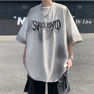 做旧脏色短袖T恤 美式复古夏季潮流情侣上衣 XZ514-2-202432-P68图片
