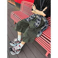 立体袋工装裤男夏季薄款休闲短裤潮牌ins港风七分裤D0105-P58，男装牛仔裤，星座308B-2