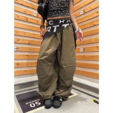 美式复古设计感屁帘工装伞兵裤女夏季宽松垂感褶皱爵士舞跳舞裤子，男装工装外套，星座506A