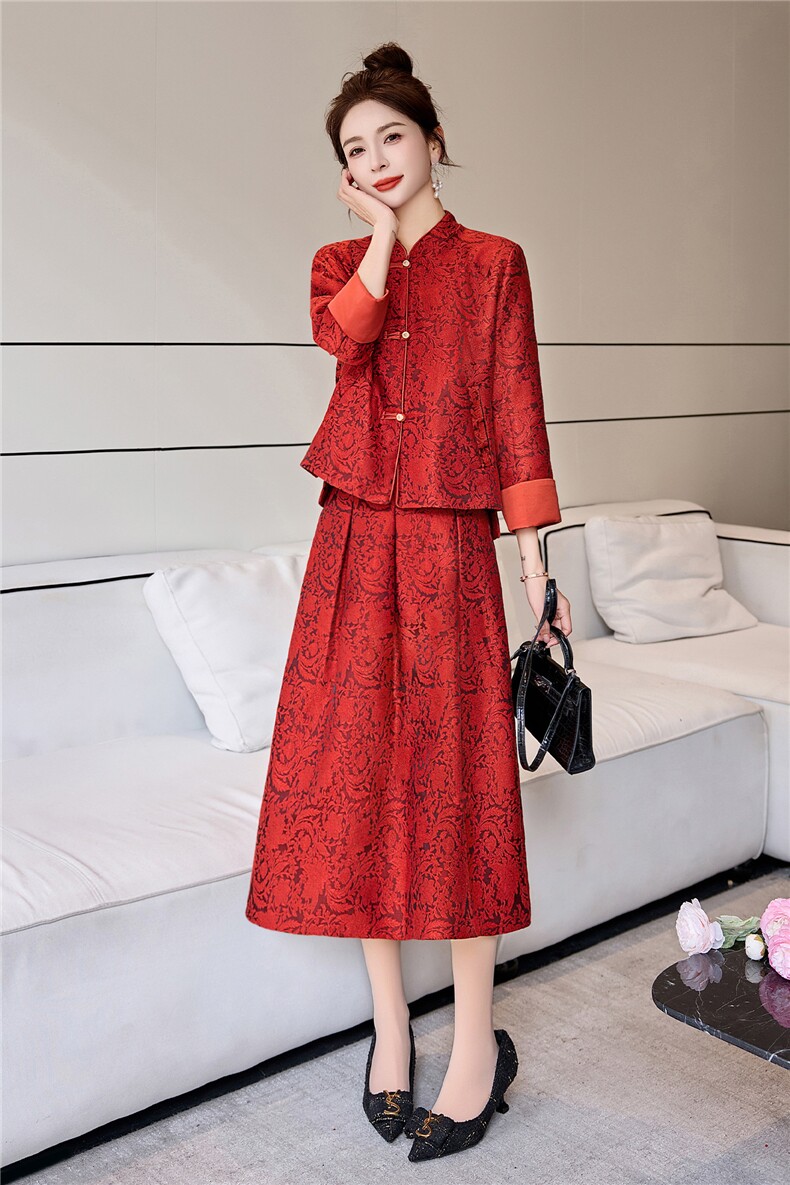 罗得堡2026年春装新款新中式汉服套装连衣裙2610,女装套装/套裙,罗得堡
