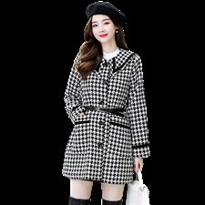 2021简约时尚优雅休闲小香风单排扣长袖加棉保暖毛呢大衣送腰带，女装毛呢外套，韩美纤衣