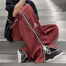 阔腿裤男韩版潮流拉链开衩字母夏季新款ins宽松长裤QK32-P38，男装休闲裤，星座1109-3
