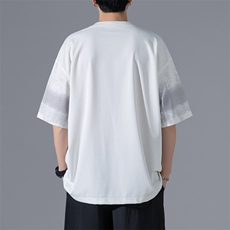 2025夏季新款无影墙大码冰丝印花短袖T恤M-5XHT25547-特P25，男装T恤，电商A022