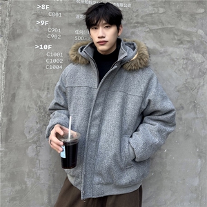 现货 2w件 座山雕连帽可拆卸毛领棉衣棉服男女情侣款 特p98图片