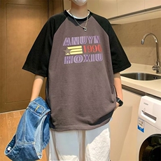 日系拼接风假两件t恤男士短袖潮牌ins夏季青少年男款体恤T342，男装T恤，星座1116A-1（原606A）