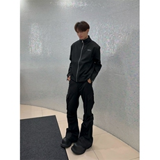美式高街口袋褶皱微喇西裤男高级感通勤休闲裤XZ32-P53，男装西裤，星座308B-2