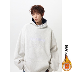 ！冬季加绒加厚绣花拼接撞色卫衣连帽衫外套WR2262JR-P65控98，女装短外套，星座815A