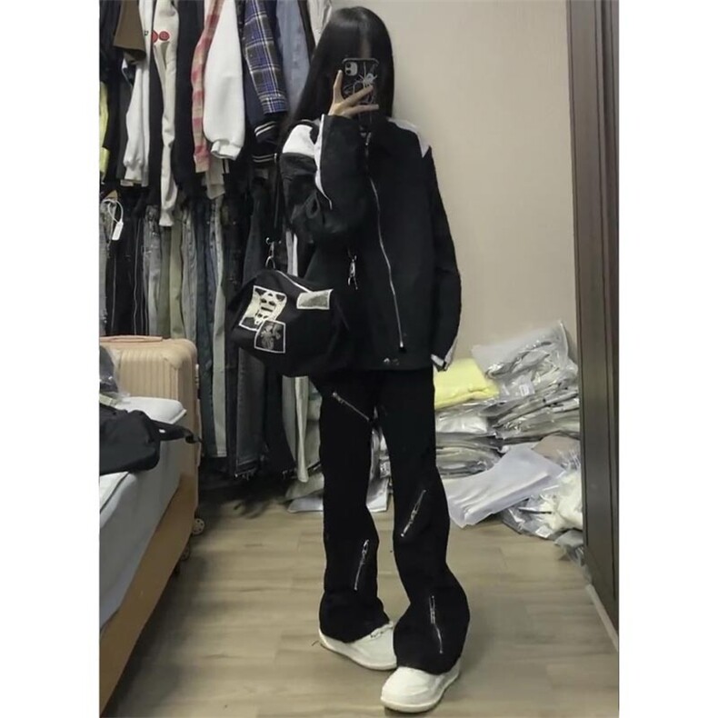 cleanfit美式多拉链牛仔裤男小众镰刀裤子直筒微喇裤KZ9037-P50,男装休闲裤,星座1007（原301D）