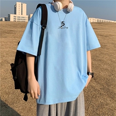 240G重磅美式印花纯棉大码宽松休闲短袖T恤FSDX009P25控39，男装T恤，电商B219B