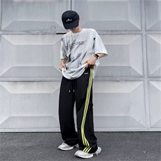休闲裤男韩版潮流百搭裤子夏季薄款坠感阔腿拖地长裤K0049-P46，男装休闲裤，星座308B-2