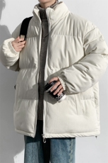 冬上新青少年加棉加厚棉服潮纯色简约立领棉衣外套男女6223-P100，男装棉衣，电商A441-1