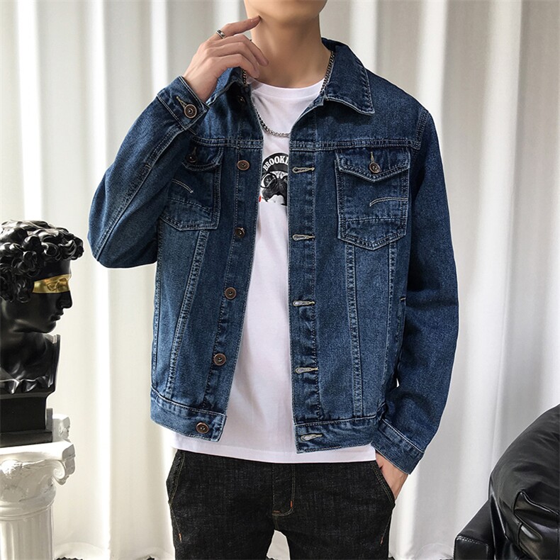 牛仔外套春秋季韩版潮流上衣服2021新款秋季男士夹克秋装9115图片