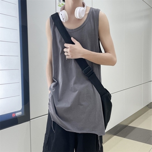 妈见打系列t恤男夏季无袖高街ins潮牌破洞运动背心打底衫T754-P22图片
