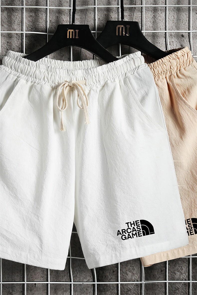 YD33232-P25亚麻短裤男大码棉麻五分裤男中裤沙滩裤网格,男装休闲裤,电商A040A
