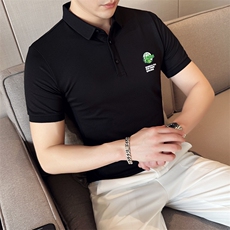 2024夏季新款修身短袖POLO衫韩版时尚刺绣T恤男D8802-p55控85，男装Polo衫，电商D303