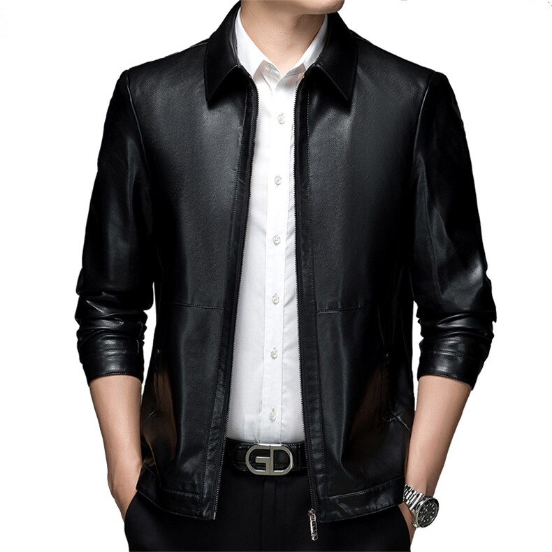 秋季新款男士皮衣外套中年休闲纯色百搭立领皮夹克男MYF19-P150，男装皮衣，电商B212（原钱塘6029）