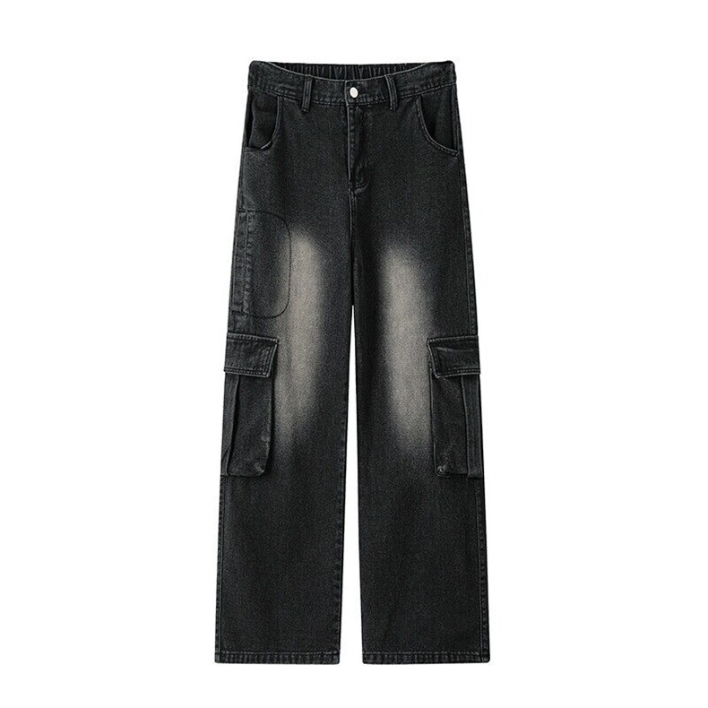 特批P45无差价25秋水洗复古工装牛仔裤男高级感大码拖地裤N9066B,男装牛仔裤,电商A001