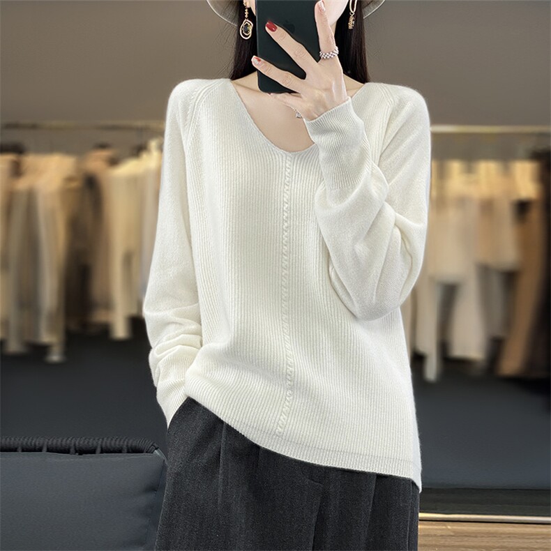 2024秋装新款简约时尚显瘦套头女士针织羊毛打底上衣潮，女装羊毛衫，盛鼎羊绒