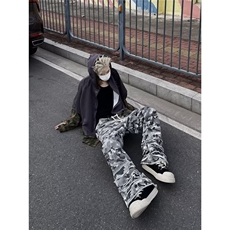 美式潮牌高街迷彩工装休闲裤宽松复古嘻哈风高腰阔腿裤NZX504，男装工装外套，星座516A