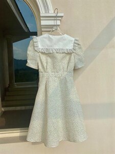 【现货】蝴蝶结碎花连衣裙图片