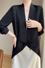 披肩小个子宽松百搭西装上衣短款真丝外套女，女装西装，暖习羊绒