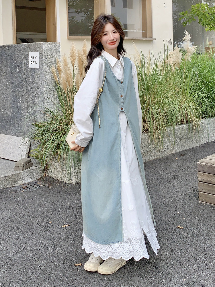 【现货】牛仔罩衫两件套裙P180-K258,女装套装/套裙,浙宝128A