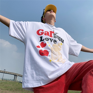 短袖美式潮复古骷髅发泡立体印花T恤打底衫G017-P40控58图片