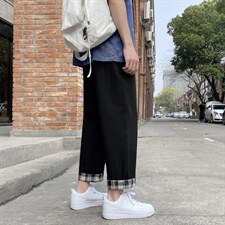 夏新款宽松直筒清凉裤脚条纹休闲裤男k615-特批35,男装休闲裤,星座718-1