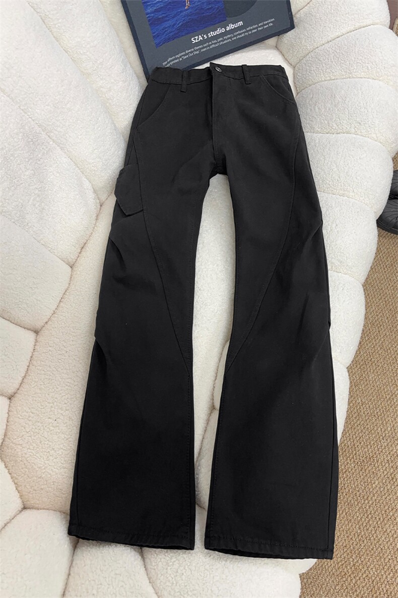 B221美式ins高街斜切宽松加绒洗褪工装牛仔裤LK25602-特P60控108,男装牛仔裤,电商B221