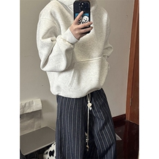 抖音得物高品质二开秋冬美式高街重磅结构辑明线连帽卫衣外套W75，男装卫衣，电商A486