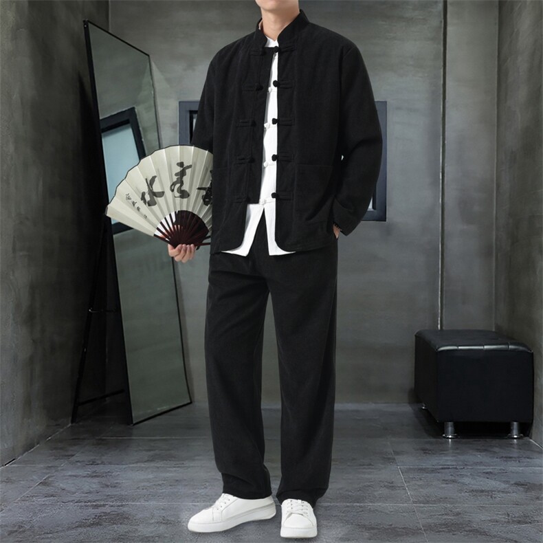 男士外套灯芯绒夹克套装盘扣立领风XZ1512-2501套装-P110,男装休闲套装,星座1512