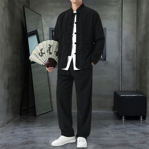 男士外套灯芯绒夹克套装盘扣立领风 XZ1512-2501套装-P110图片