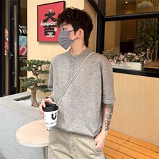 2025时尚亨利领简约基础短袖上衣男女宽松百搭休闲高级感半袖t恤，男装T恤，星座506A