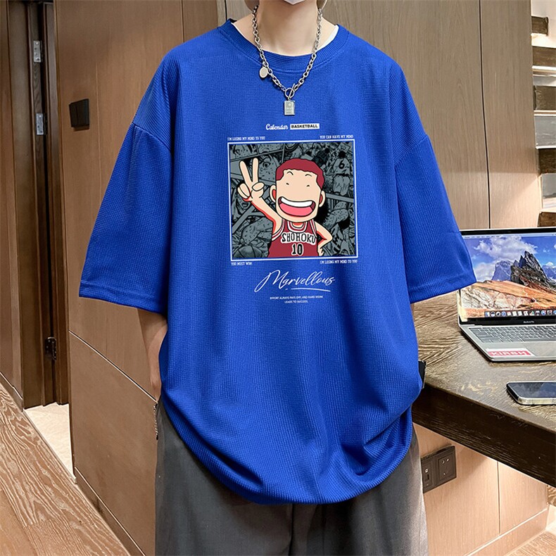 华夫格t恤男短袖男大码五分袖大皂风HT73392-P22,男装T恤,电商A040